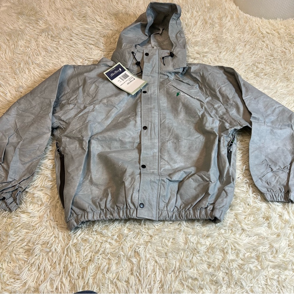 Frogg Toggs Jacket Men's Large Charcoal Gray Rain Light Waterproof Full Zip NWT